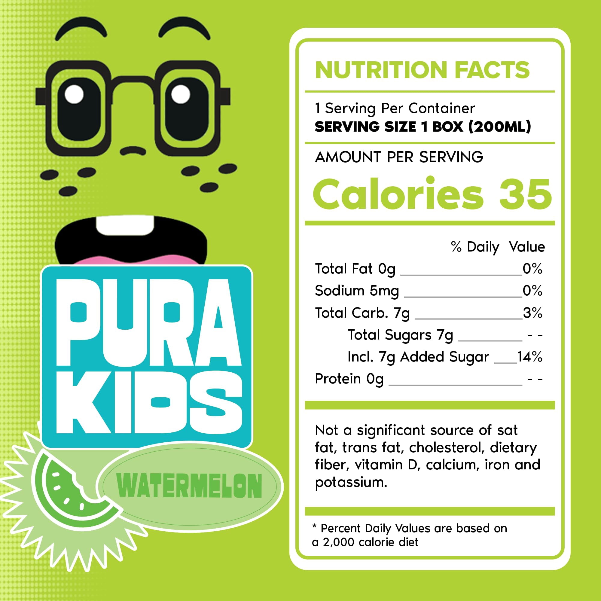 PURA Kids Juice Box | Watermelon Fruit Extract Juice Drink for Kids | 7g Pure Cane Sugar | Non-GMO | Vegan | No Artificial Sweeteners | Lunchbox Juice with Paper Straw | 6.76 Fl Oz (200ml),Pack of 24
