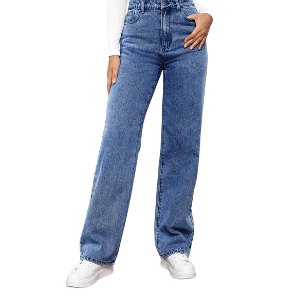 PPCHVOY Casual High Waist Straight Leg Women Jeans Vintage Washed Stretch Comfort Jeans for Women S-2XL