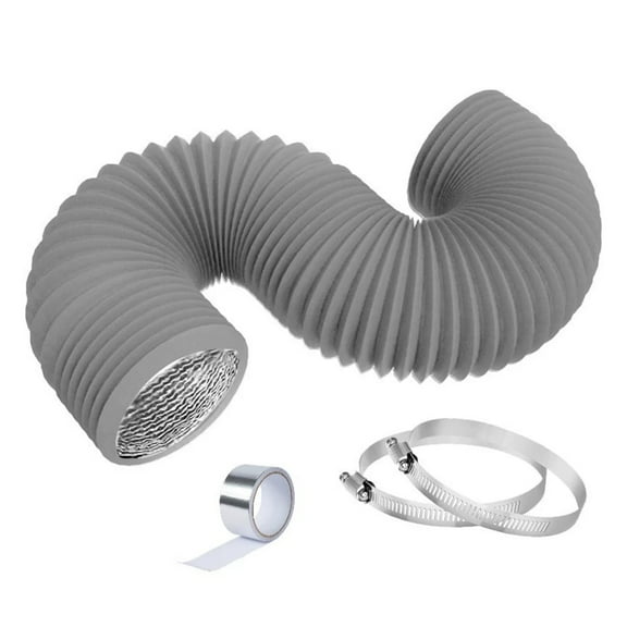 Dryer Vent Hose Air Duct Flexible Adjustable PVC Heavy Duty Air Duct with 2 Screw Clamps for HVAC Ventilation