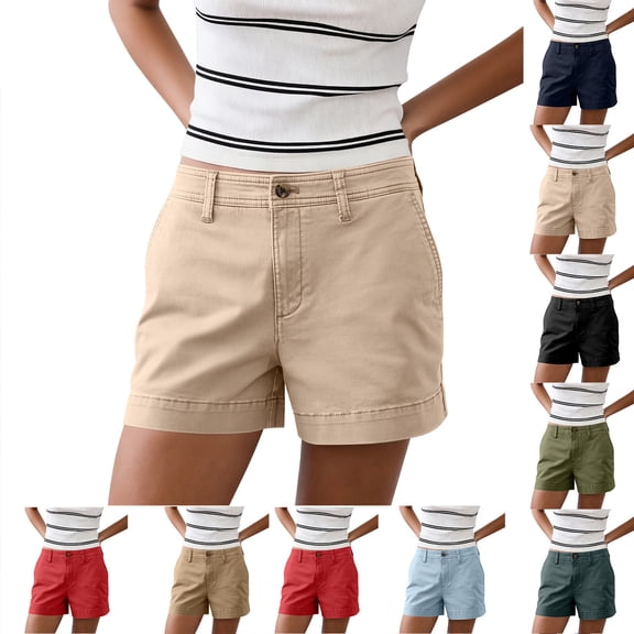 Bermuda Shorts for Women Summer Cargo Shorts Mid Rise Mini Length with Pockets and Belt Loops Hiking Travel Clothes, S