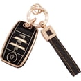thumbnail image 1 of for Kia Key Fob Cover 4 Buttons Soft TPU Smart Car Key Shell Case for Kia Optima Soul Sportage Sorento Forte NIRO Rio Key Protector with Bling Leather Keychain,1,Black, 1 of 6