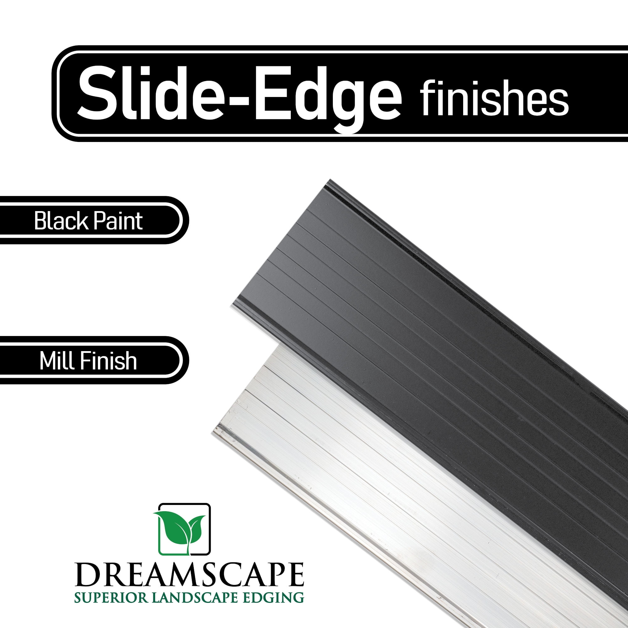Dreamscape SlideEdge Aluminum Landscape Edging - 16 Strips, 7'10"ft Each (117.5ft Total), Black Paint - Professional Quality Landscaping Border, Metal Divider for Lawn, Garden, Flowerbed