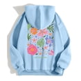 thumbnail image 4 of TINZ Chandail à Capuchon Imprimé Fleurs de Vacances/leisure & Slogan avec Cordon de Serrage Longue Veste d'Hiver Chandail en Molleton Femmes Robe Chandail à Capuchon Décontractée Tendance Femmes, 4 of 4