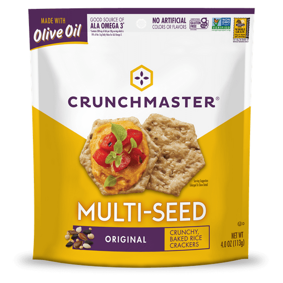 Crunchmaster Multi-Seed Original Crackers, 4 oz Plastic Stand-Up Pouch