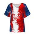 thumbnail image 4 of Itsame 4th of July Outfits for Women Printed Short Top Independence Day Short T-Shirt Sleeve, V-Neck Red, 4 of 4