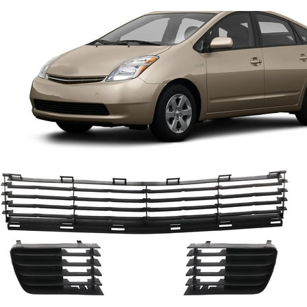 3PCS For Toyota Prius 2004-2009 Front Lower Bumper Grille & Fog Light Bezels