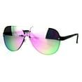 thumbnail image 2 of Mens Futuristic Robotic Rusta Color Mirror Shield Aviator Sunglasses Black Pink Green, 2 of 4