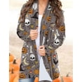 thumbnail image 2 of Alsol Lamesa Women's Halloween Pumpkin Cat Print Knitting Cardigan Casual Long Sleeve Open Front Drape Knitted Cardigans Sweater Outwear Coat, 2 of 3