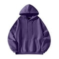 thumbnail image 4 of Cuoff Hoodies Sweatshirt Winter Loose Casual Solid Color Loose Casual Hoodies for men Purple L, 4 of 4