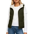 thumbnail image 6 of Women's Hooded Sherpa Lined Vest Quilted Zip Up Puffer Jacket Sleeveless Winter Warm Fleece Casual Outerwear Gilet with Pockets S-XXXL Green, 6 of 6