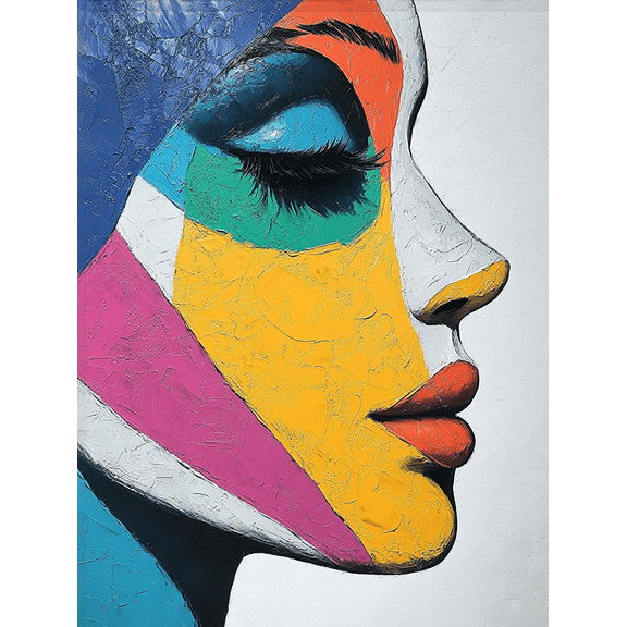 Abstract Woman Face Decorative Painting/Canvas Art， Suitable for Living Room， Bedroom， Office， Hotel， Gallery， Dining Room， Study Room， and Apartment Decoration.