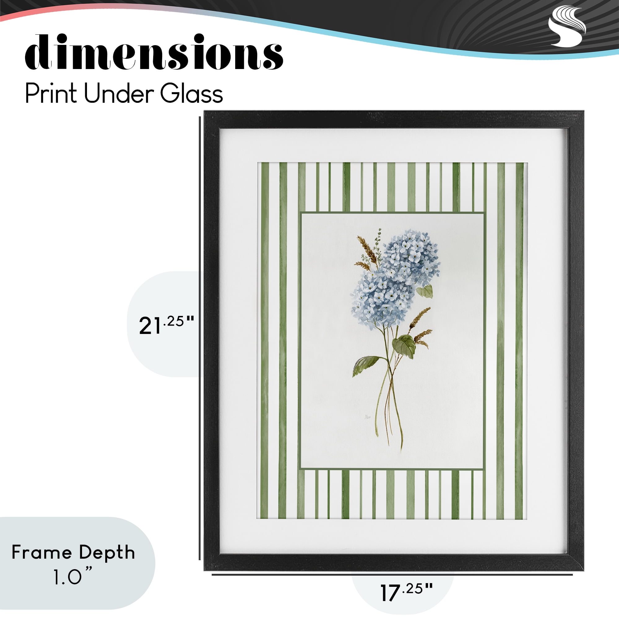 Stupell Industries Blue Hydrangea & Dried Wheat Black Framed Print Under Glass, design by Nan