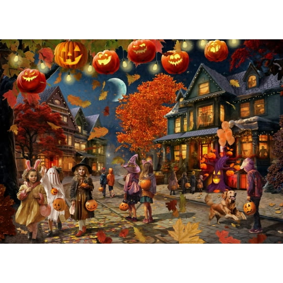 Vermont Christmas Company Halloween Night Jigsaw Puzzle 1000 Piece - Fully Interlocking & Randomly Shaped Pieces