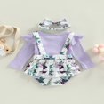 thumbnail image 4 of Combinaison Manches Longues à Manches Longues pour Bébé Fille Romper et Coiffe Violet, 4 of 7