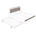 thumbnail image 5 of Metal Platform Bed Frame, Queen Size Platform Bed with Trundle, USB Ports and Slat Support, Trundle Bed Frame, No Box Spring Needed, White, 5 of 7