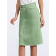 thumbnail image 2 of DARING DIVA Women's Jean Back Vent Midi Length Denim Skirts M Yellow Green, 2 of 6