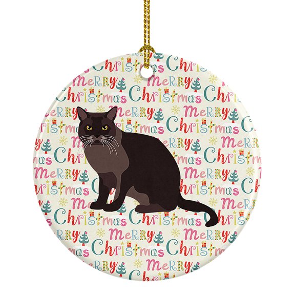 European Burmese Cat Christmas Ceramic Ornament 2.8 in x 2.8 in