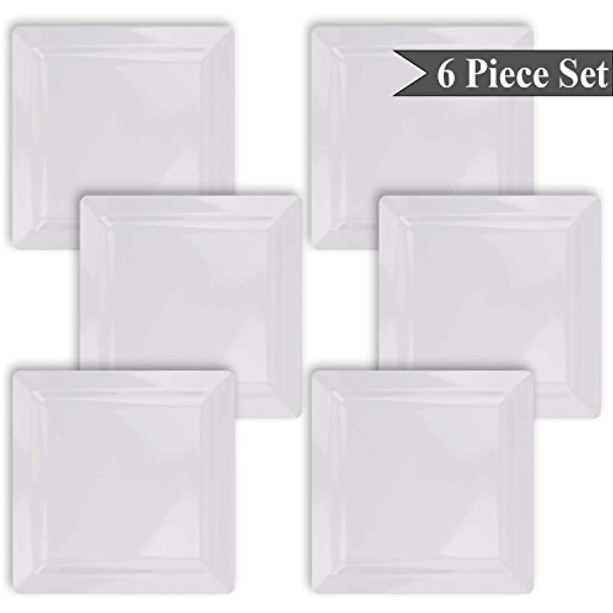 Square White Melamine Dinner Plates Set of 6 Indoor Outdoor by bogo