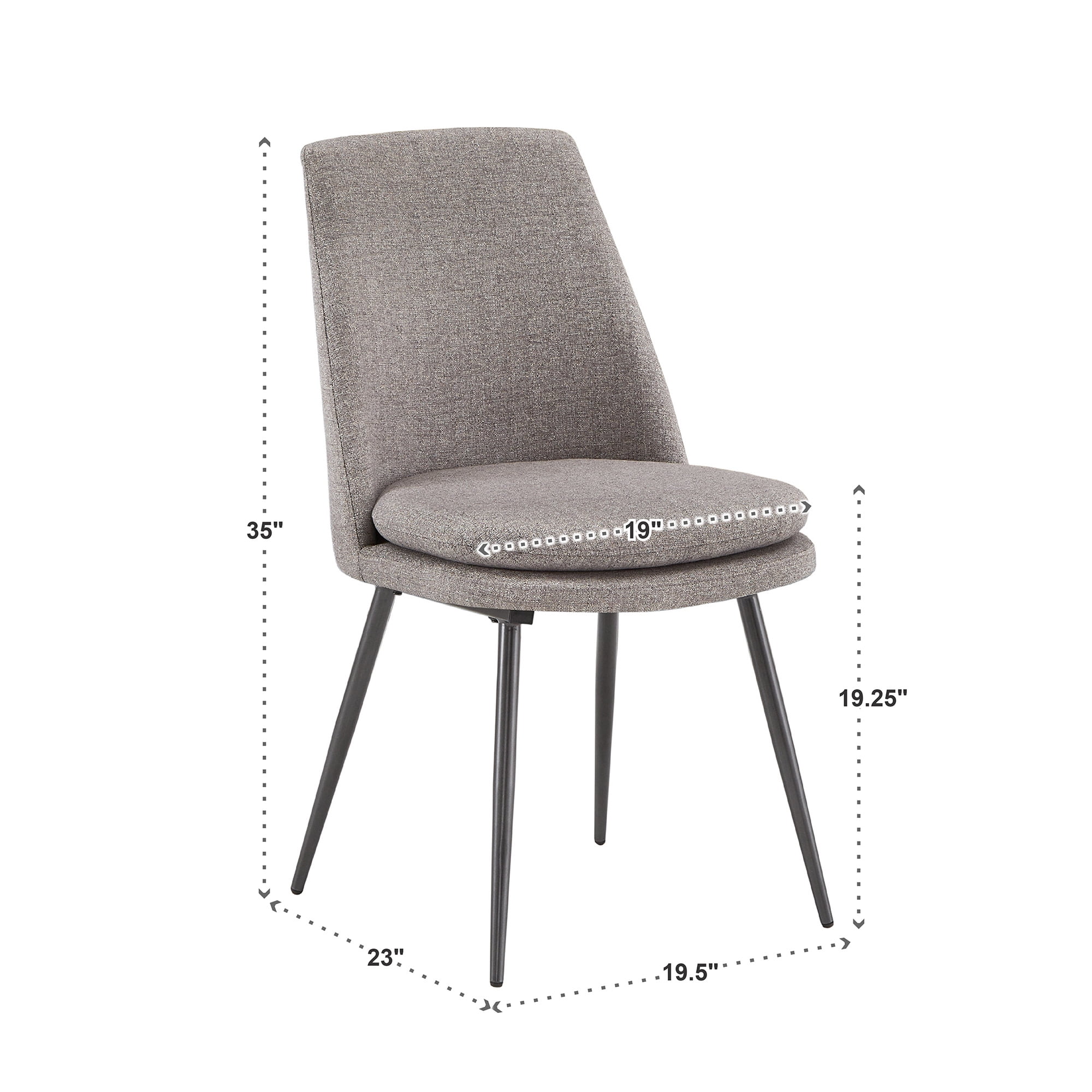 Weston Home Aurthur Upholstered Dining Chairs, Set of 2, Dark Grey Chenille Fabric, Black Legs