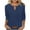 Navy, variant on Womens Tops 3/4 Sleeve V-Neck Button Solid Color Pleated Casual Dressy Blouse Ladies Tunic Tops