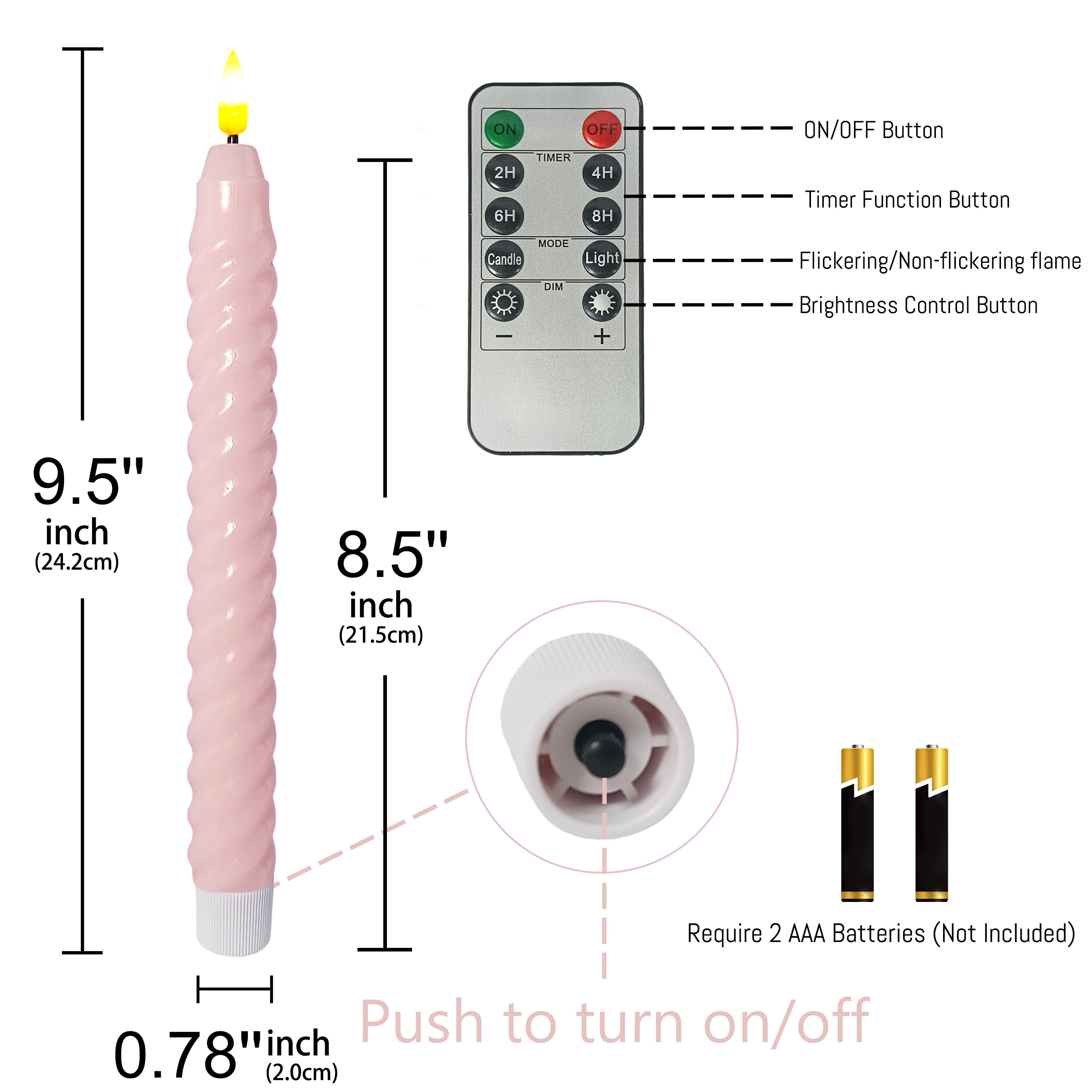 XINAOBAOLUO LED Taper Candle Candlestciks, 6pcs Battery Powered Remote LED Candles Sticks Flameless Candles with Clip Suitable for Hotels Bars Home Churches Christmas Day