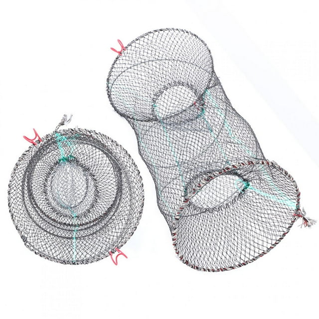 Keenso 2PCS Filet de Pêche Pliable Filet de Pêche Homard Crevette Crabe Piège Portable Pliant Accessoires de Pêche, Filet de Pêche Coulé, Piège à Crabe