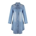 thumbnail image 3 of Luiryar Women Plus Size Denim Shirt Dress Long Sleeve Blouse Dress Jeans Shirt Dresses Button Down Tunic Tops with Pockets, 3 of 9