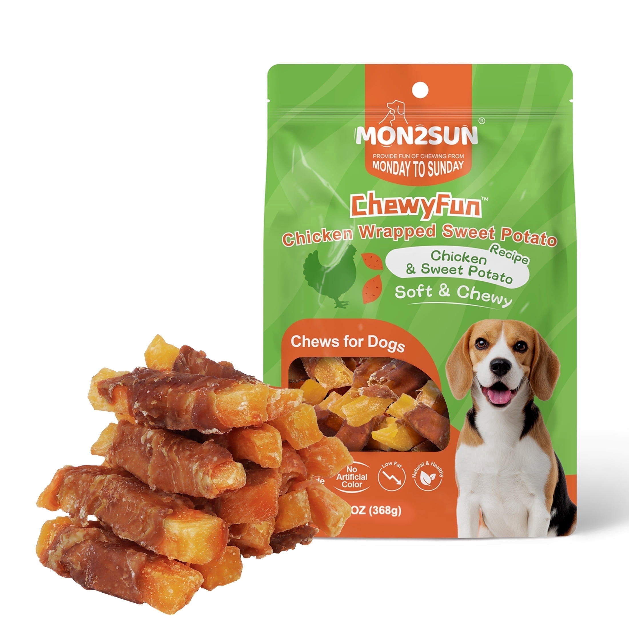(2 pack) MON2SUN Chicken Wrapped Sweet Potato Small Dog Treats, 13 oz