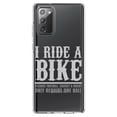 thumbnail image 1 of DistinctInk Clear Shockproof Hybrid Case for Samsung Galaxy Note 20 (6.7" Screen) - TPU Bumper Acrylic Back Tempered Glass Screen Protector - I Ride Bike - Sports Only Require 1 Ball, 1 of 3