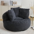 thumbnail image 2 of Leumius Lazy Sofa,Corduroy Fabric Oversized Bean Bag Sofa with High Back,Lounge Floor Sofa for Gaming,Reading Living Room Bedroom Office,Black, 2 of 6