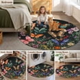 thumbnail image 5 of Round Area Rug 3ft Spring Flower Leaves Circle Kitchen Mats Non-Slip Vintage Butterfly Washable Round Carpet for Kitchen Living Room Bedroom Home Decor, 5 of 7
