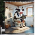 thumbnail image 3 of Ambesonne Funny Shower Curtain, Toilet of Cow Reading Paper, 69"Wx84"L, Pale Brown Grey Coconut, 3 of 4
