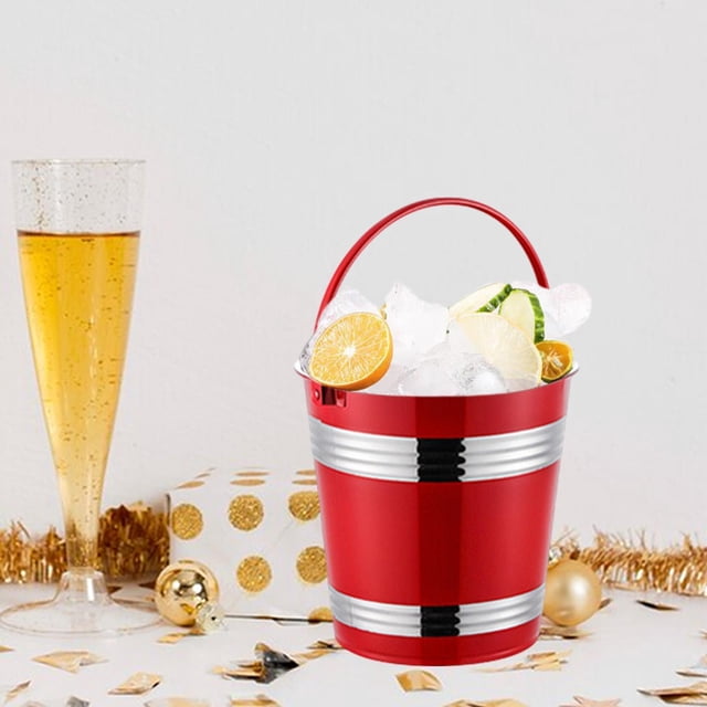 Servir cubo de hielo cubo de vino de vino bebidas de cerveza enfriando cubo de hielo portátil cubo de hielo para restaurantes reuniones familiares bar rojo