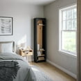 thumbnail image 2 of Prepac Ark 76" Tall Arched Entryway Coat Rack in Black Oak with Natural Oak Interior, Hall Tree with 2 Adjustable Shelves, Modern Furniture for Entryway and Living Room, 13.25" D x 18" W x 76" H, 2 of 15