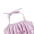thumbnail image 2 of Toddler Infant Baby Girls Swimsuit Two Pieces Bathing Suit Ruffled Halter Crop Top Bikini Tankini with Headbow Summer Beach Outfits Kids Sunsuit Set for 6M-3T, 2 of 8