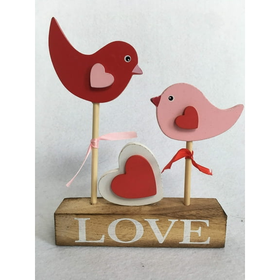 Valentine Love Birds with Heart Block Sitter