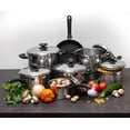 thumbnail image 2 of YBM Home 18/10 Tri-Ply Stainless Steel Pots and Pans 13 Pieces, Dishwasher safe, Black, 2 of 4