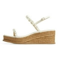 thumbnail image 2 of FSJ Women Stylish Pearl Round Open Toe Ankle Strap Adjustable Buckle Espadrilles Platform Wedge Low Sandals Casual Bridal Dressy Shoes Size 15 White, 2 of 5