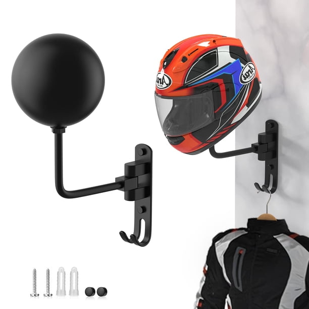 Soporte de pared para casco, giratorio 180°, para casco de moto