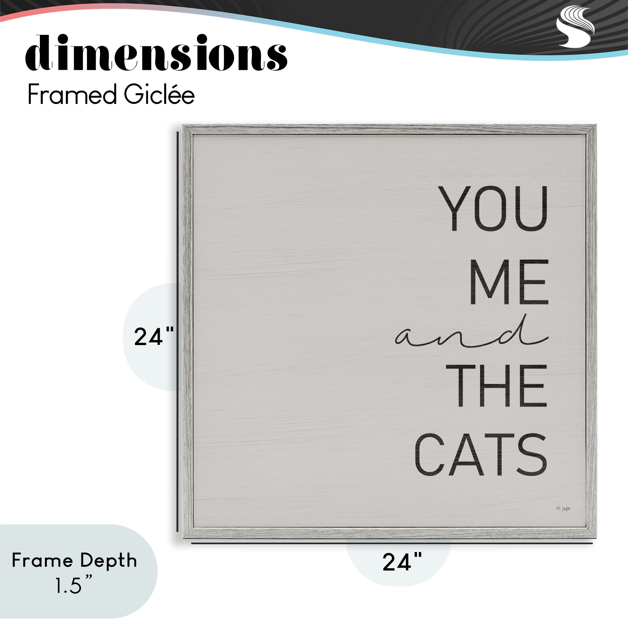 Stupell Industries Minimal You Me & Cats Gray Framed Giclee Art, design by Jaxn Blvd.