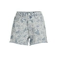 thumbnail image 4 of No Boundaries Juniors’ High Rise Destructed Midi Denim Shorts, 4 of 5