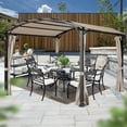 thumbnail image 6 of MeetLeisure 11'x11' Outdoor Pergola with Sidewalls, Arched Top Metal Pergola with Steel Frame & Textilene Canopy for BBQ Party Family Gathering, Beige, 6 of 7