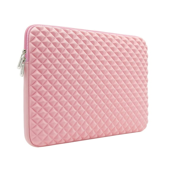 RAINYEAR 15.6 Inch Laptop Sleeve Diamond Foam Shock Resistant Neoprene Padded Case Fluffy Lining Zipper Cover Carrying Bag Compatible with 15.6" Notebook Computer Chromebook (Pink)