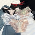 thumbnail image 2 of Women Lace Trim Panties Low Rise Stretch Briefs with Bow Silky Satin Bikini Underwear Ladies Underpants, 2 of 8