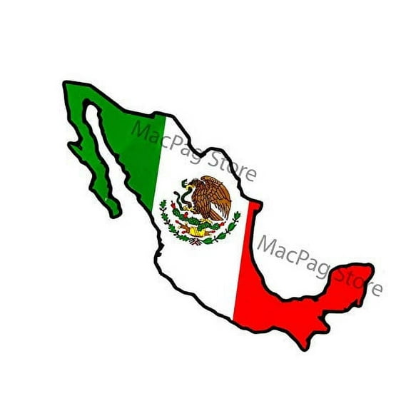 MEXICO FLAG STICKER (Pack of 2) DECAL, CAR MEXICAN COUNTRY MAP (PACK OF 2)
