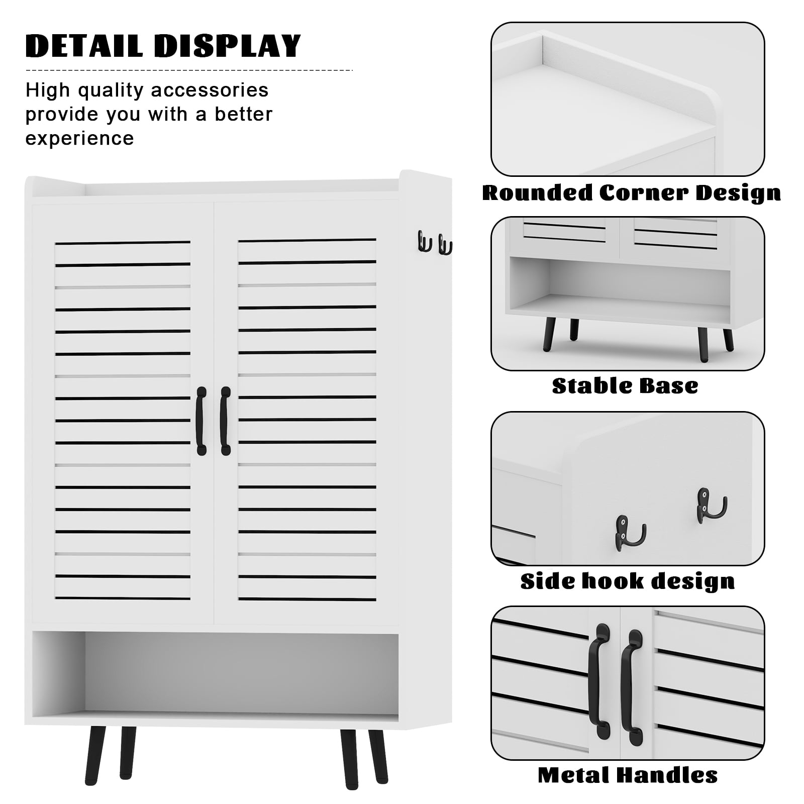 Bel Ark Modern Shoe Cabinet, 7-Tier Adjustable Shelves, Holds 30 Pairs, White