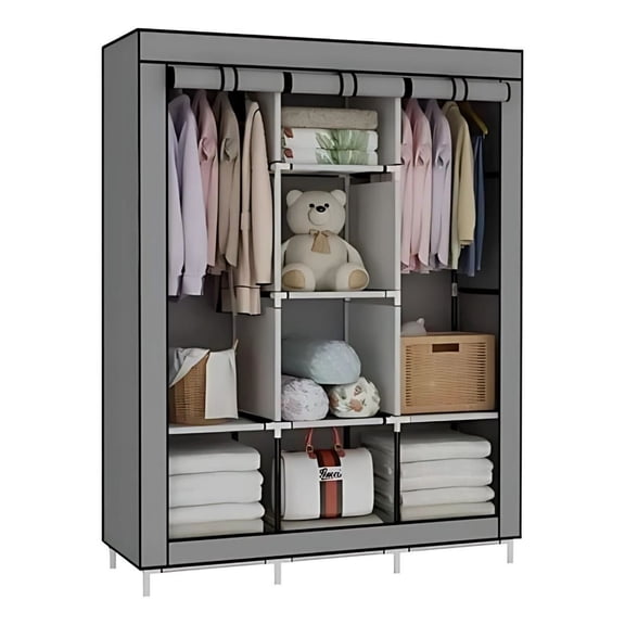 Closet Ropero Rack Armable Guardaropa Recamara Organización Color Gris Claro