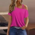 thumbnail image 3 of Eyelet Tops For Women, Spring Casual Sexy Cold Shoulder Short Sleeve T-Shirt Top Summer Women Square Neck Top Trendy Plus Size Tank Tops Workout Long Casual Outfits Tops (L, Hot Pink) Unbranded, 3 of 5