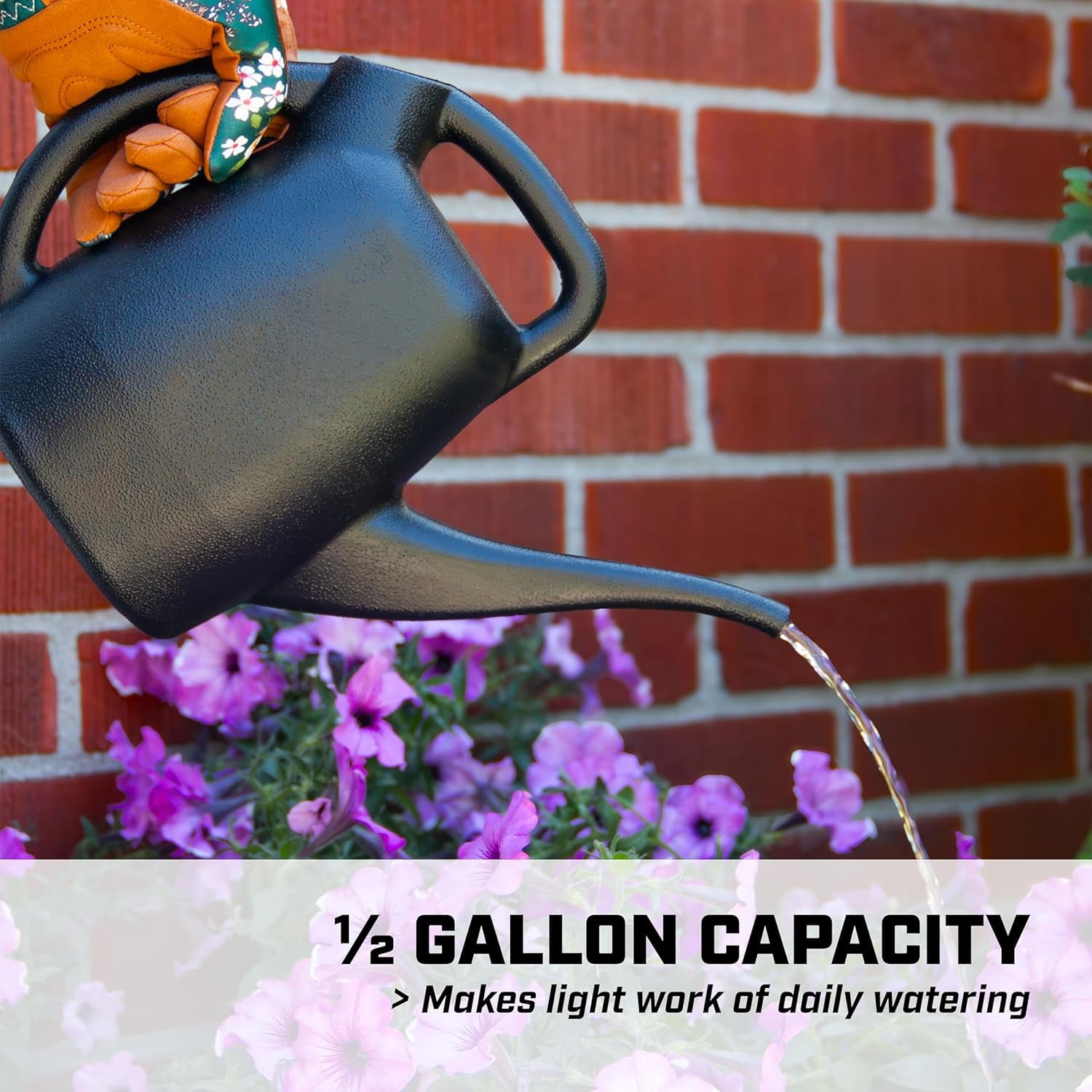 Chapin 48000 Watering Can, Garden, Indoor and Outdoor Plants, Recycled Plastic, A, Black, 0.5 Gallon (2.3 Liters)
