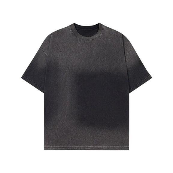 Leesechin Mens Washed Vintage T-Shirt Summer Casual T Shirts Thick Short Sleeve Loose Crew Neck Cotton Tops